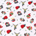 Tissu popeline de coton de Noël aux personnages de Noël, fond blanc - Oeko-Tex