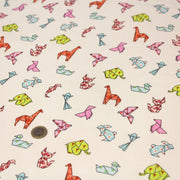 Tissu cotonnade motif japonais ORIGAMI de papier multicolore, fond écru - OEKO - TEX - TissusPapi.com