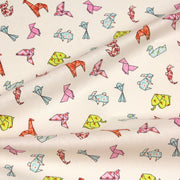 Tissu cotonnade motif japonais ORIGAMI de papier multicolore, fond écru - OEKO - TEX - TissusPapi.com