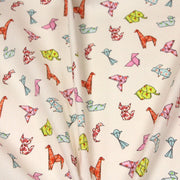 Tissu cotonnade motif japonais ORIGAMI de papier multicolore, fond écru - OEKO - TEX - TissusPapi.com