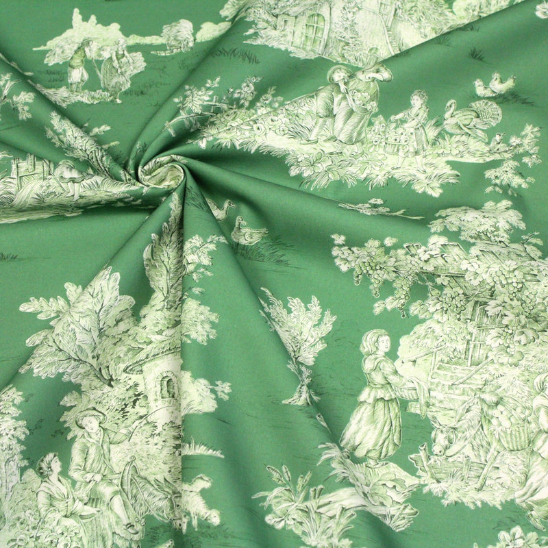 Tissu Toile de Jouy traditionnelle, nombreux fonds très colorés au choix, grande largeur 280cm - OEKO - TEX STANDARD 100 - TissusPapi.com