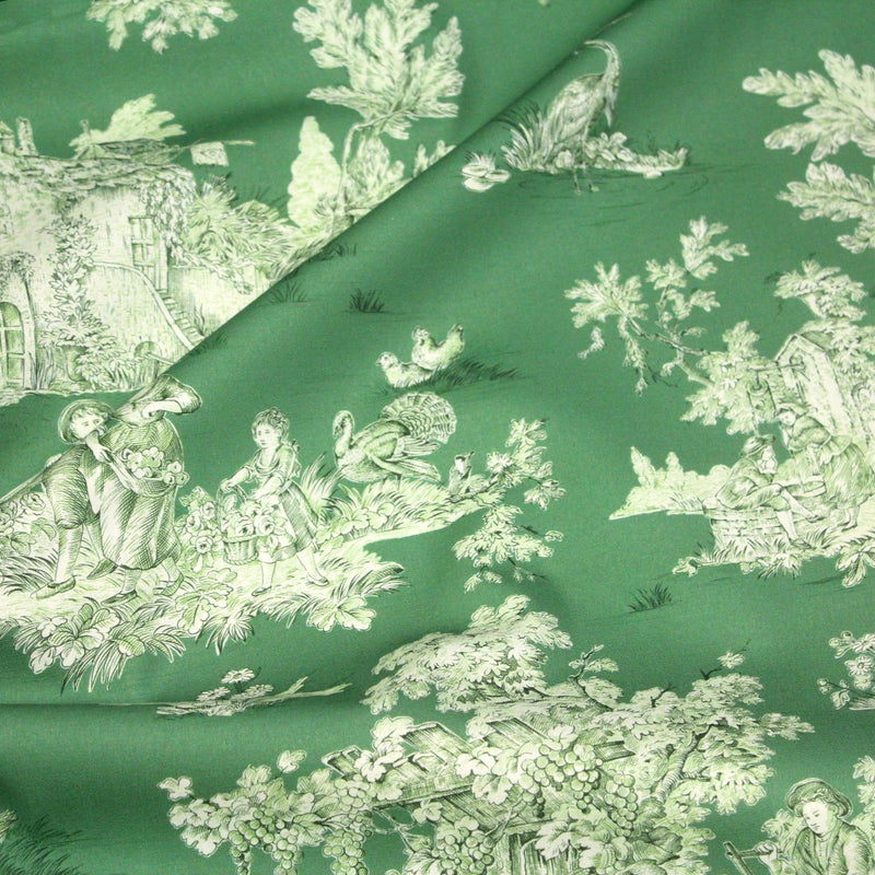 Tissu Toile de Jouy traditionnelle, nombreux fonds très colorés au choix, grande largeur 280cm - OEKO - TEX STANDARD 100 - TissusPapi.com
