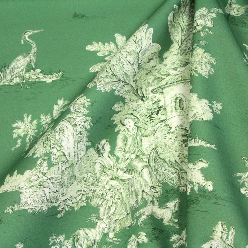Tissu Toile de Jouy traditionnelle, nombreux fonds très colorés au choix, grande largeur 280cm - OEKO - TEX STANDARD 100 - TissusPapi.com