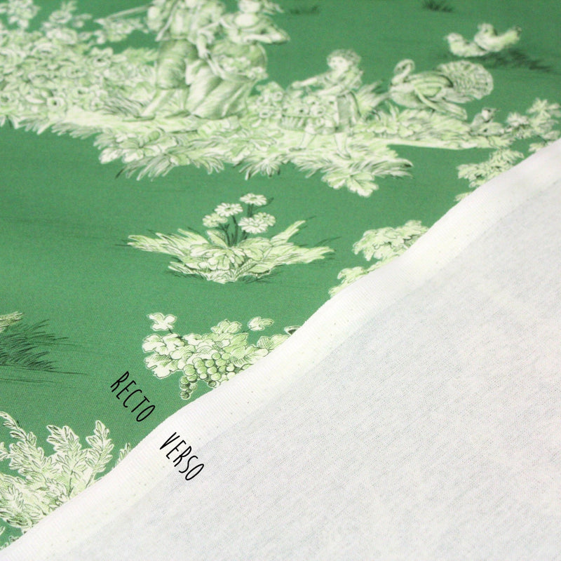 Tissu Toile de Jouy traditionnelle, nombreux fonds très colorés au choix, grande largeur 280cm - OEKO - TEX STANDARD 100 - TissusPapi.com