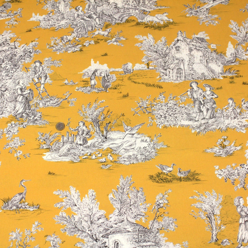 Tissu Toile de Jouy traditionnelle, nombreux fonds très colorés au choix, grande largeur 280cm - OEKO - TEX STANDARD 100 - TissusPapi.com