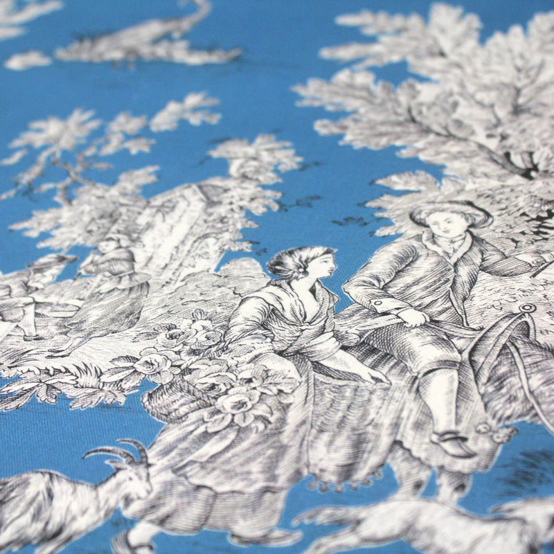 Tissu Toile de Jouy traditionnelle, nombreux fonds très colorés au choix, grande largeur 280cm - OEKO - TEX STANDARD 100 - TissusPapi.com
