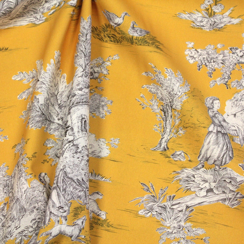 Tissu Toile de Jouy traditionnelle, nombreux fonds très colorés au choix, grande largeur 280cm - OEKO - TEX STANDARD 100 - TissusPapi.com