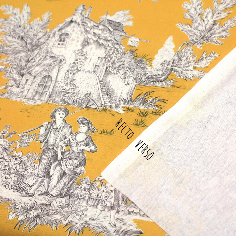 Tissu Toile de Jouy traditionnelle, nombreux fonds très colorés au choix, grande largeur 280cm - OEKO - TEX STANDARD 100 - TissusPapi.com
