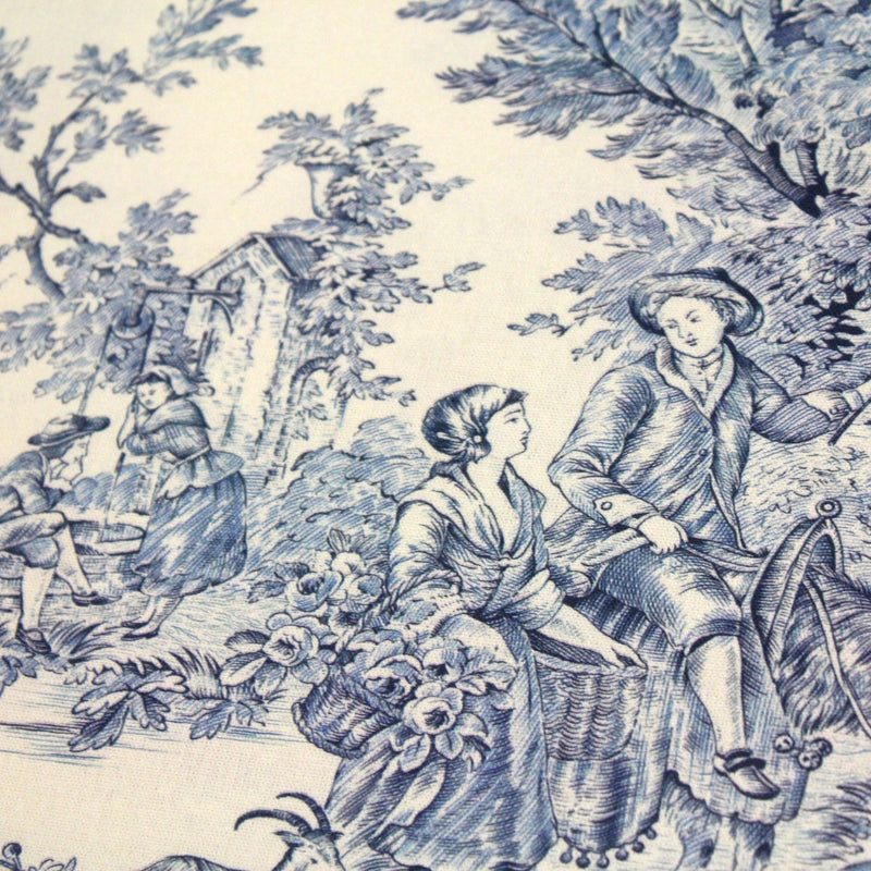 Tissu coton épais demi - natté TOILE DE JOUY, grande largeur 280cm : bleu, vert, rouge, noir - OEKO - TEX - TissusPapi.com