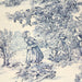 Tissu de coton demi-natté toile de Jouy traditionnelle, grande largeur 280cm, fond écru & motif bleu - Oeko-Tex