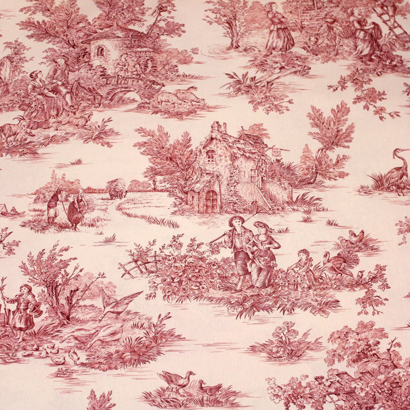Tissu coton épais demi - natté TOILE DE JOUY, grande largeur 280cm : bleu, vert, rouge, noir - OEKO - TEX - TissusPapi.com
