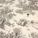 Tissu de coton demi-natté toile de Jouy traditionnelle, grande largeur 280cm, fond écru & motif noir - Oeko-Tex