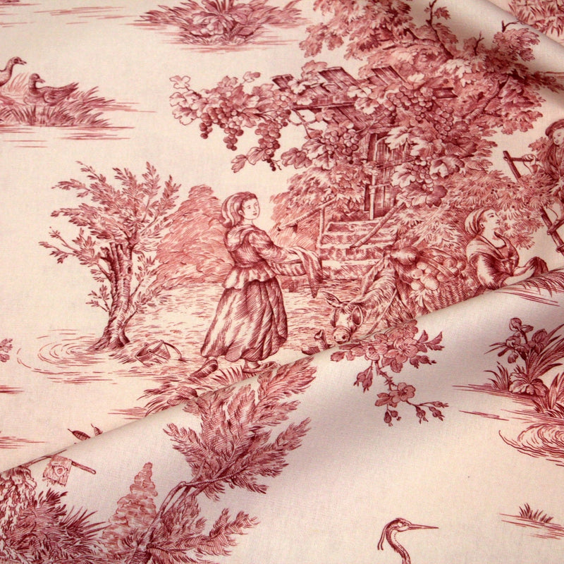 Tissu coton épais demi - natté TOILE DE JOUY, grande largeur 280cm : bleu, vert, rouge, noir - OEKO - TEX - TissusPapi.com