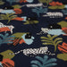 Tissu de coton JUNGLE STORY motif tropical & léopard blanc, fond bleu marine - OEKO-TEX®