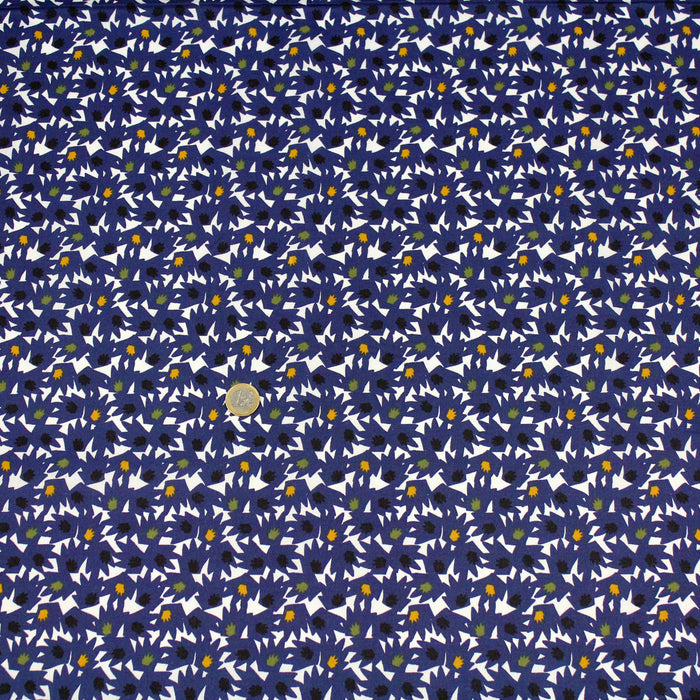 Tissu de coton ARTY aux formes abstraites bleues & blanches - OEKO-TEX®