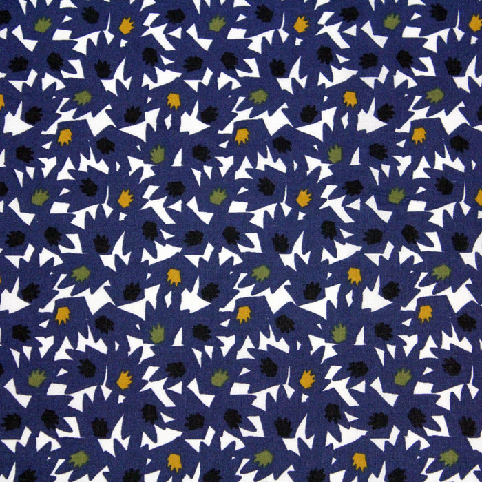 Tissu de coton ARTY aux formes abstraites bleues & blanches - OEKO-TEX®