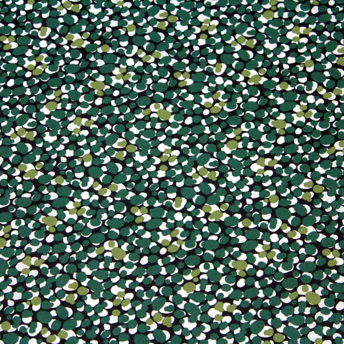 Tissu de coton aux pois verts & blancs, fond bleu marine - OEKO-TEX®