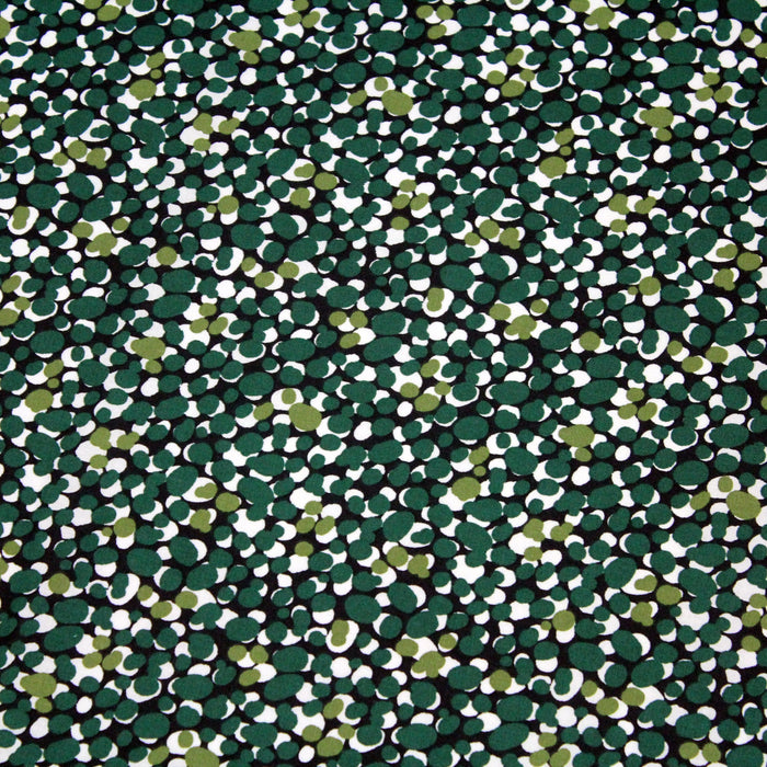Tissu de coton aux pois verts & blancs, fond bleu marine - OEKO-TEX®