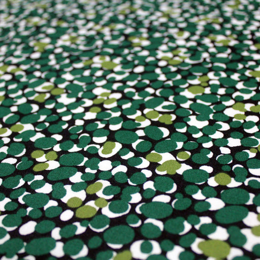Tissu de coton aux pois verts & blancs, fond bleu marine - OEKO-TEX® - tissuspapi