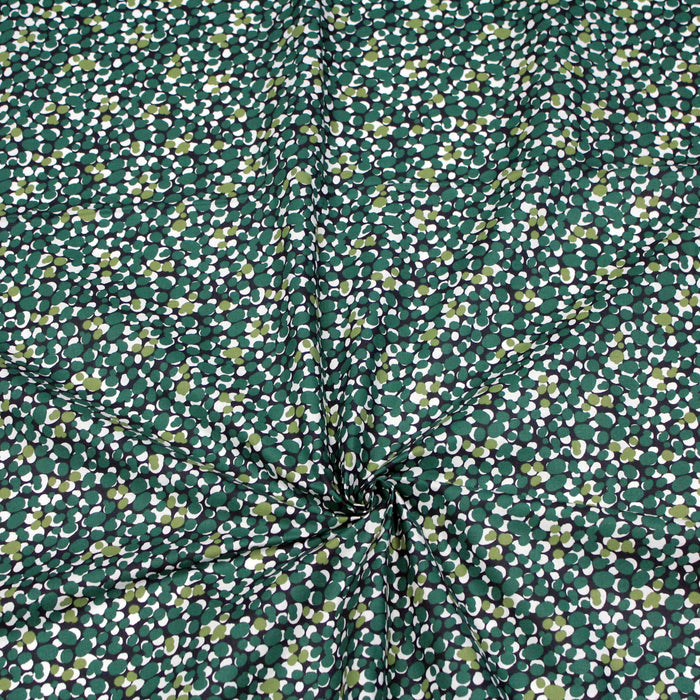 Tissu de coton aux pois verts & blancs, fond bleu marine - OEKO-TEX®