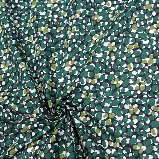 Tissu de coton aux pois verts & blancs, fond bleu marine - OEKO-TEX®
