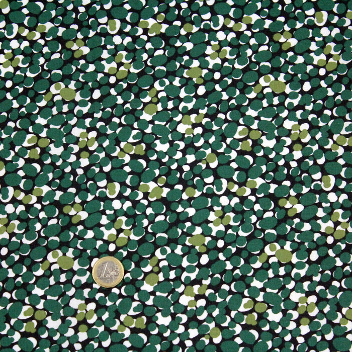 Tissu de coton aux pois verts & blancs, fond bleu marine - OEKO-TEX®