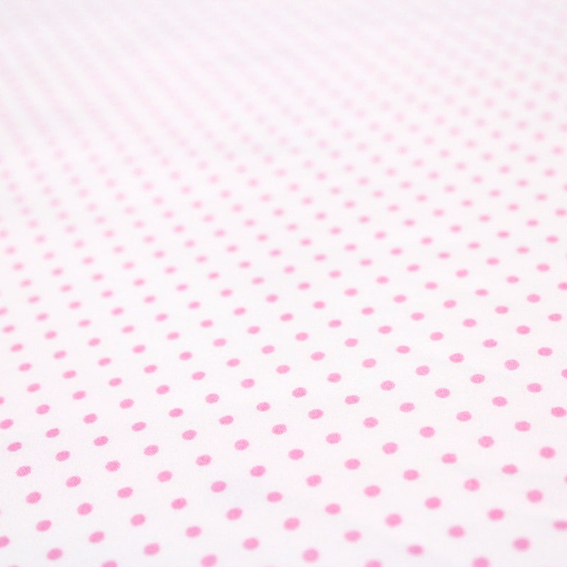 Tissu popeline de coton blanche à pois roses - COLLECTION POLKA DOT - TissusPapi.com