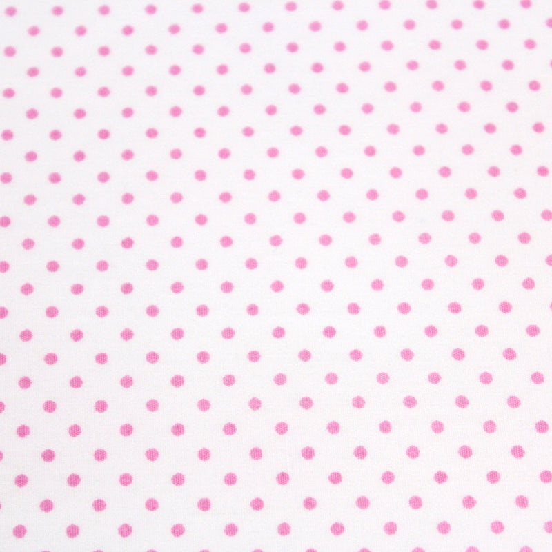 Tissu popeline de coton blanche à pois roses - COLLECTION POLKA DOT - TissusPapi.com