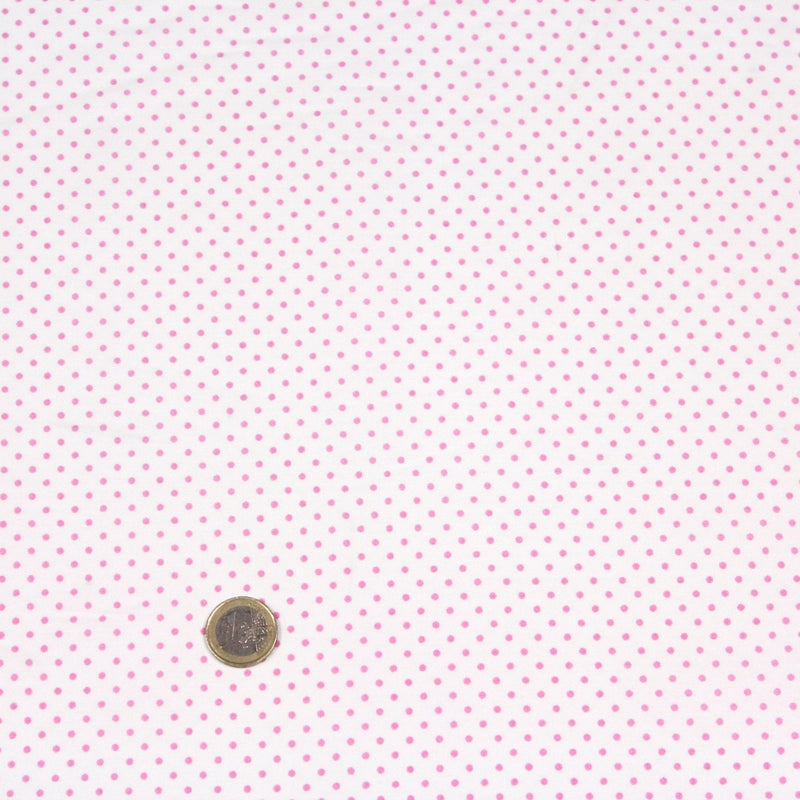Tissu popeline de coton blanche à pois roses - COLLECTION POLKA DOT - TissusPapi.com