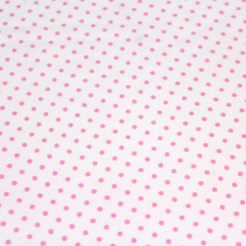 Tissu popeline de coton blanche à pois roses - COLLECTION POLKA DOT - TissusPapi.com