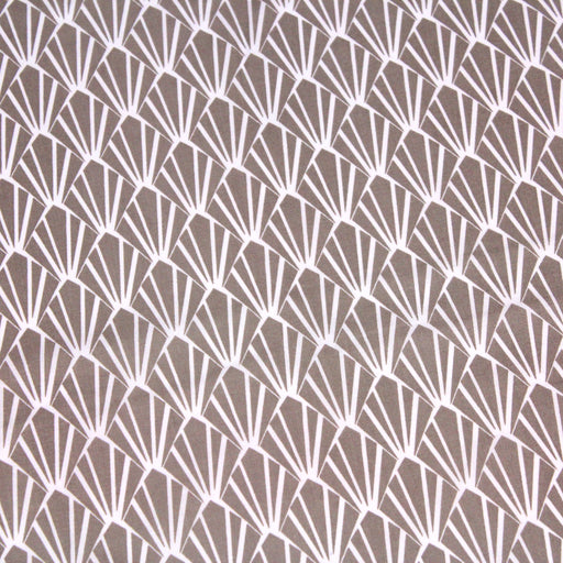 Tissu de coton ART DÉCO au motif géométrique blanc & taupe - OEKO-TEX® - tissuspapi