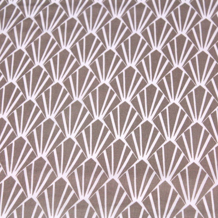 Tissu de coton ART DÉCO au motif géométrique blanc & taupe - OEKO-TEX®