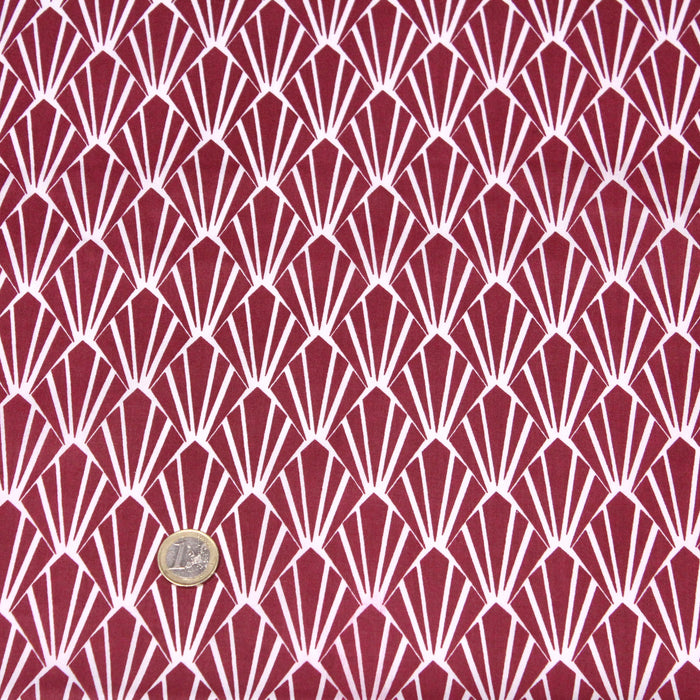 Tissu de coton ART DÉCO au motif géométrique blanc & rose byzantin - OEKO-TEX® - tissuspapi