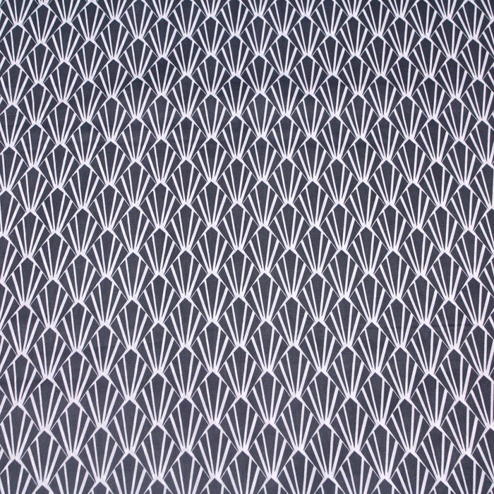 Tissu de coton ART DÉCO au motif géométrique blanc & gris - OEKO-TEX®