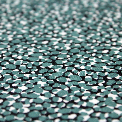 Tissu de coton aux pois vert canard & blancs, fond bleu marine - OEKO-TEX® - tissuspapi