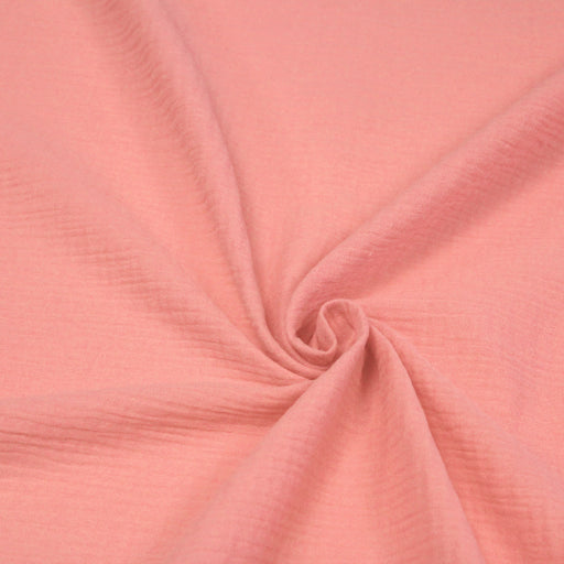 Tissu double gaze de coton gaufrée rose indien - Oeko-Tex - tissuspapi
