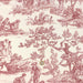 Tissu de coton demi-natté toile de Jouy traditionnelle, grande largeur 280cm, fond écru & motif rouge - Scène de pêche - OekoTex - tissuspapi