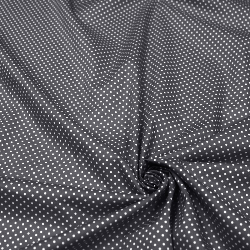 Tissu popeline de coton gris souris à pois blancs - COLLECTION POLKA DOT - Oeko - Tex - TissusPapi.com