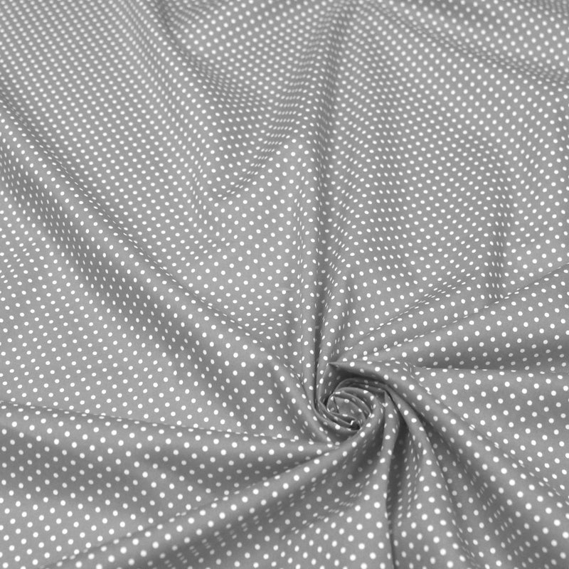 Tissu popeline de coton gris moyen à pois blancs - COLLECTION POLKA DOT - Oeko - Tex - TissusPapi.com