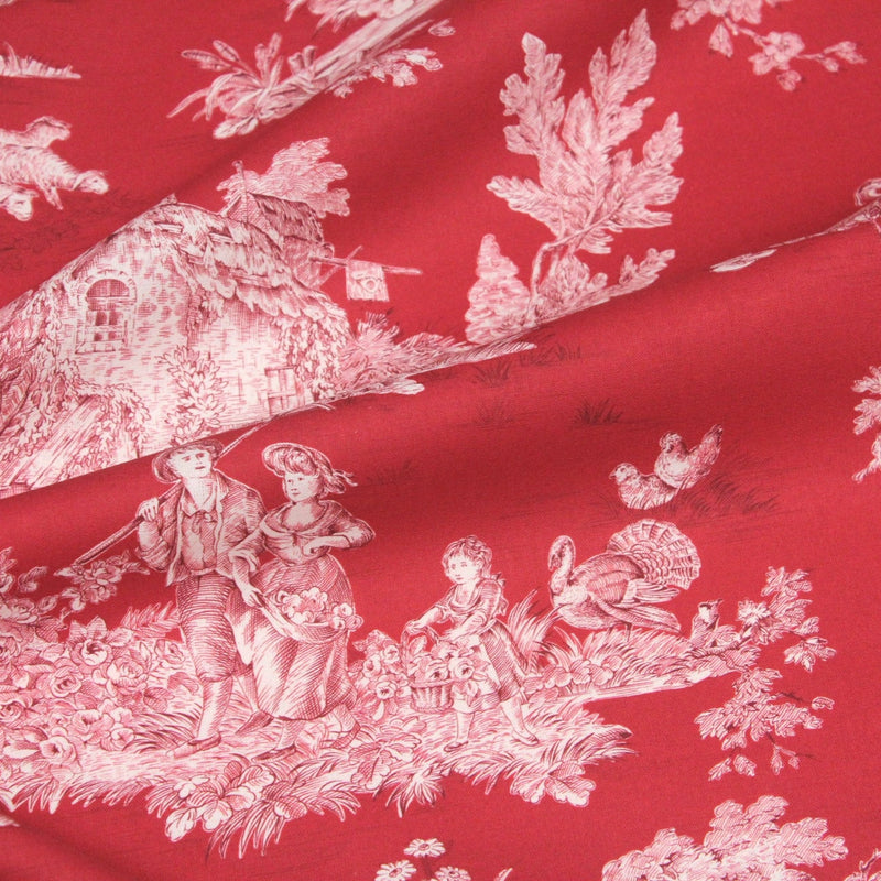 Tissu Toile de Jouy traditionnelle, nombreux fonds très colorés au choix, grande largeur 280cm - OEKO - TEX STANDARD 100 - TissusPapi.com