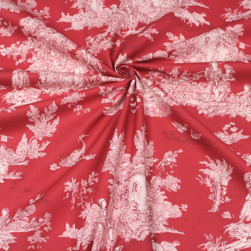 Tissu Toile de Jouy traditionnelle, nombreux fonds très colorés au choix, grande largeur 280cm - OEKO - TEX STANDARD 100 - TissusPapi.com