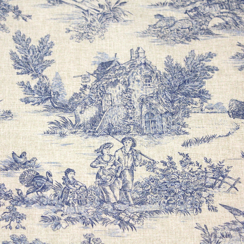 Tissu coton Toile de Jouy traditionnelle 160cm de large : bleu, rouge, vert, gris - OEKO - TEX - TissusPapi.com
