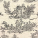 Tissu de coton toile de Jouy traditionnelle, fond lin naturel & motifs noirs - Oeko-Tex