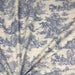 Tissu de coton toile de Jouy traditionnelle, fond lin naturel & motifs bleus - Oeko-Tex