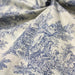 Tissu de coton toile de Jouy traditionnelle, fond lin naturel & motifs bleus - Oeko-Tex