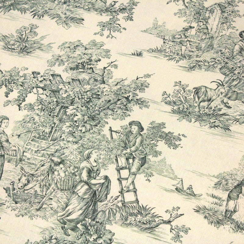 Tissu coton épais demi - natté TOILE DE JOUY, grande largeur 280cm : bleu, vert, rouge, noir - OEKO - TEX - TissusPapi.com