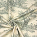 Tissu de coton demi-natté toile de Jouy traditionnelle, grande largeur 280cm, fond écru & motif vert - Oeko-Tex