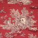 Tissu de coton demi-natté toile de Jouy traditionnelle, grande largeur 280cm, fond rouge & motif marron et blanc - Oeko-Tex - tissuspapi
