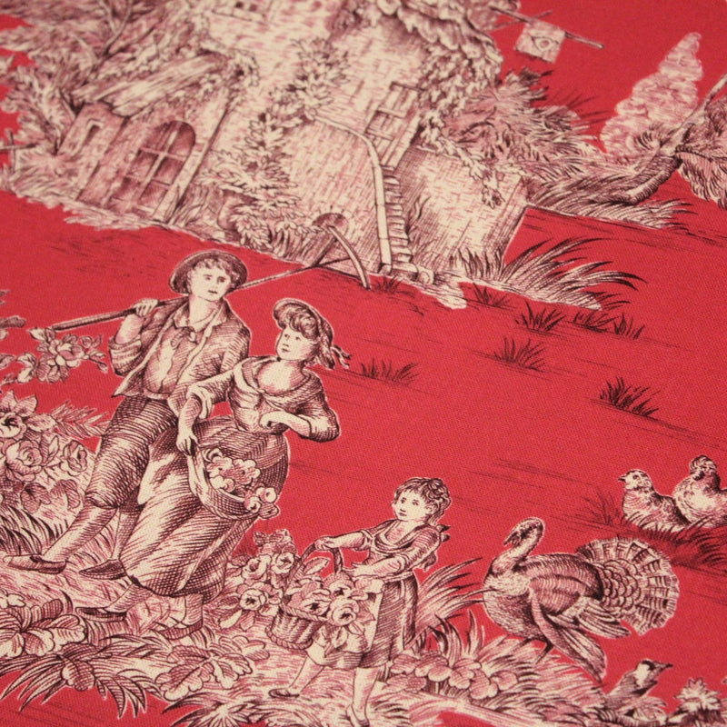 Tissu Toile de Jouy traditionnelle, nombreux fonds très colorés au choix, grande largeur 280cm - OEKO - TEX STANDARD 100 - TissusPapi.com
