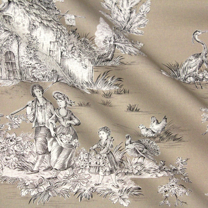 Tissu Toile de Jouy traditionnelle, nombreux fonds très colorés au choix, grande largeur 280cm - OEKO - TEX STANDARD 100 - TissusPapi.com